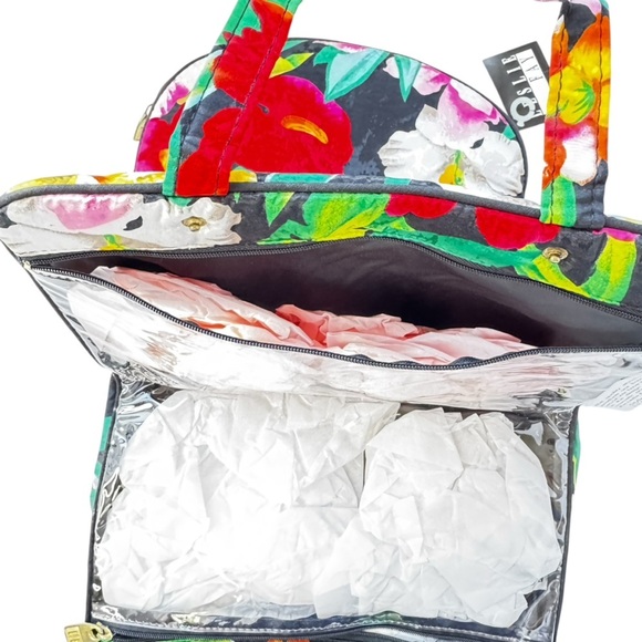 Vintage NEW WITH TAGS Leslie Fay Cosmetic Travel Bag Set Tropical Floral Multi - Picture 6 of 11